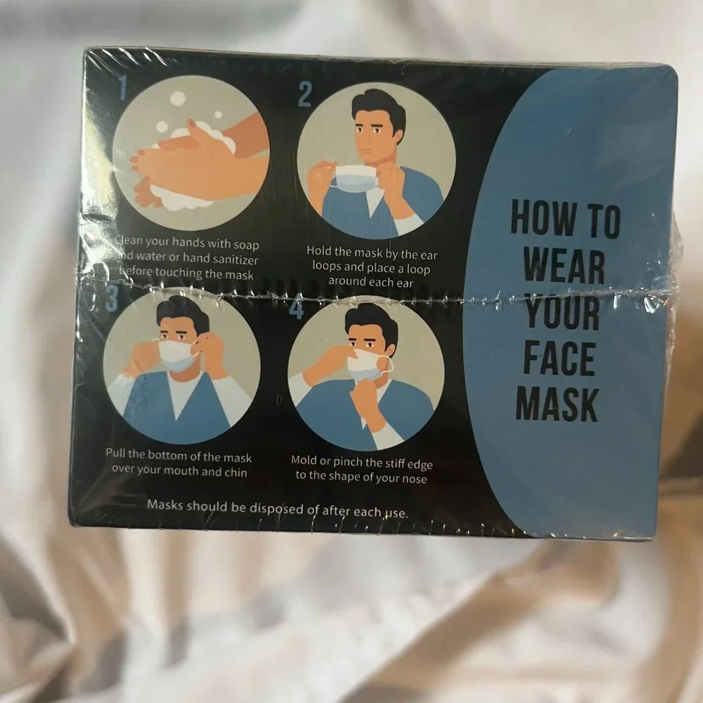 Salon World Safety Disposable Face Mask Black - Box of 50